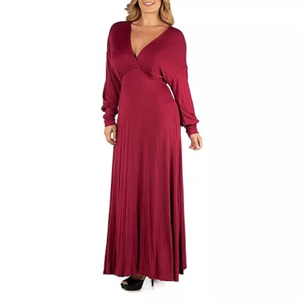 Long Sleeve Maxi Dress New with Tags 24/7 Comfort Apparel Formal
